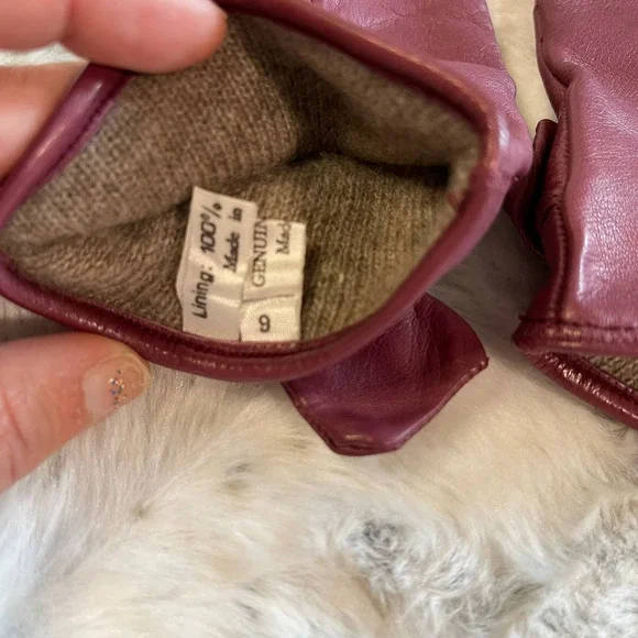 Vintage Gloves Mauve Pink Italian Leather 100% Cashmere Lining Size 6 - Picture 10 of 14